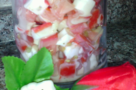 Фото к рецепту: Праздничный салат за 5 минут. ну очень вкусный и простой рецепт