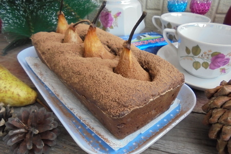 Фото к рецепту: Шоколадный кекс с грушей