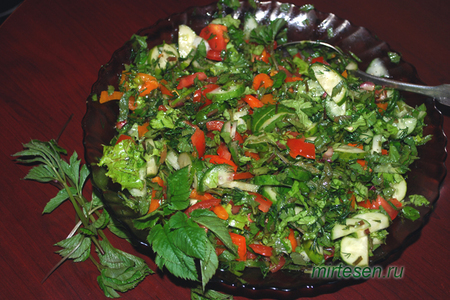 Фото к рецепту: Полезные сорняки: салат со снытью