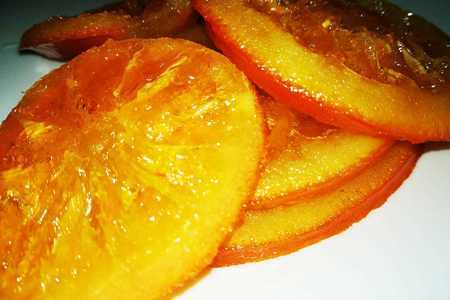 Фото к рецепту: Апельсины в карамели цитрусовые цукаты
