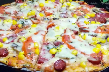 Пицца на сковороде без майонеза + соус