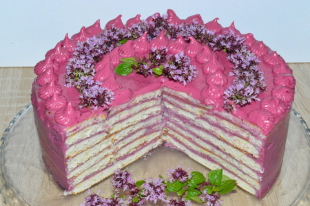 Фото к рецепту: Торт  с ягодным кремом (на сковороде)