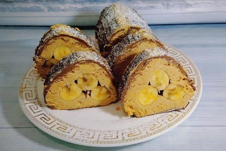 Фото к рецепту: Творожный десерт с бананами без выпечки