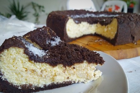 Фото к рецепту: Пирог с творогом, шоколадный