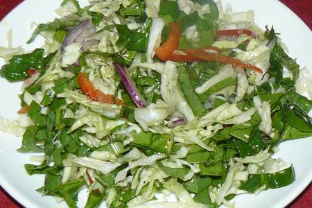 Фото к рецепту: Салат из капусты со шпинатом