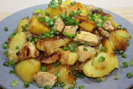 Фото к рецепту: Жареная картошка с мясом