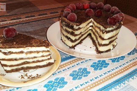 Фото к рецепту: Шоколадно-творожный торт «лентяй»