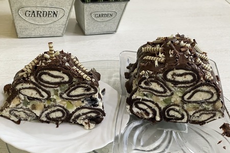 Торт шоколадный из блинчиков с творогом