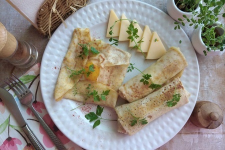 Фото к рецепту: Фаршированные овсяноблины на завтрак #масленица2021