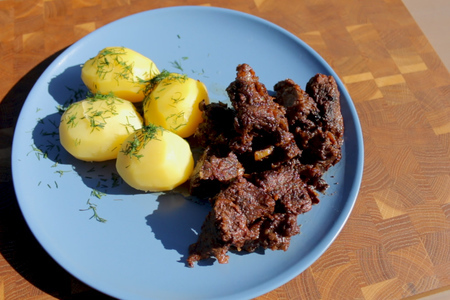 Фото к рецепту: Мясо по кремлевски | говядина в казане на костре