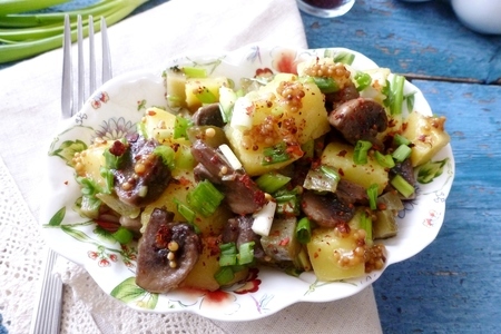 Картофельный салат с жареными шампиньонами и сумахом #постныйстол