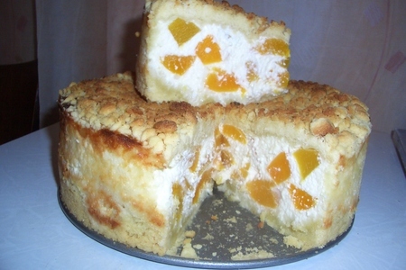 Фото к рецепту: Пирог творожно- персиковый