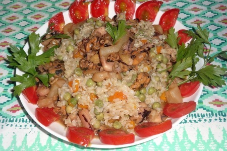 Рис с морепродуктами и овощами#постныйстол
