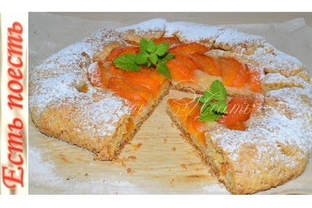 Фото к рецепту: Быстрый пирог с фруктами, галета с абрикосами