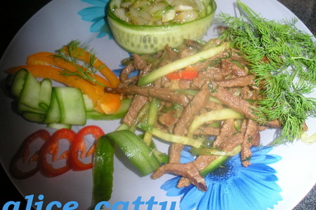 Фото к рецепту: Теплый салат из говядины