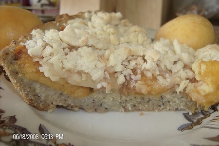 Фото к рецепту: Маковый пирог с абрикосами