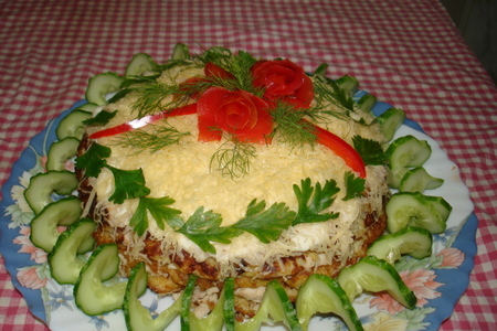 Фото к рецепту: "капустный торт" навеянный ленью