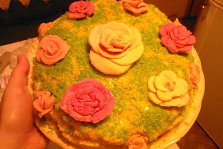 Фото к рецепту: Торт "цветочная поляна"