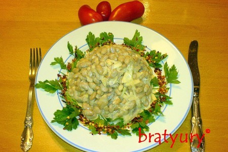 Салат из селёдки с фасолью по рецепту илоночка