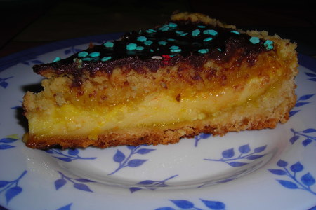 Фото к рецепту: Песочный пирог "апельсин и глазурь"