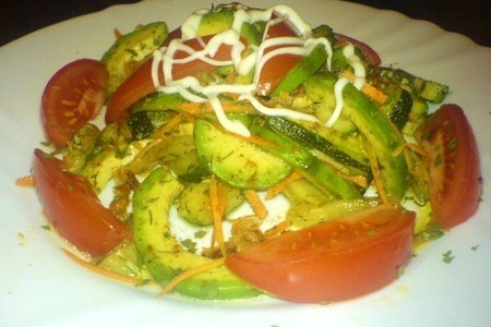Фото к рецепту: Салат с цукини, авокадо, помидор ...