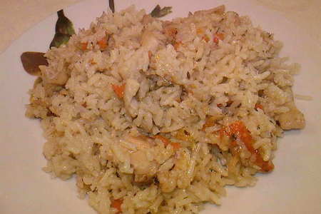 Фото к рецепту: Рис с рыбой и грибами