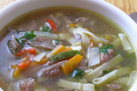 Фото к рецепту: Азиатский суп с сырой говядиной