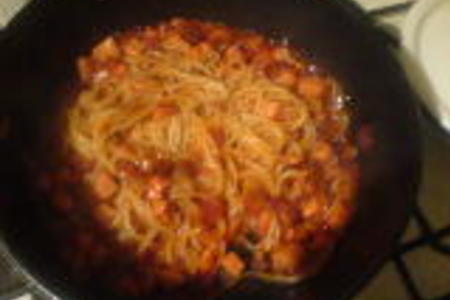 Фото к рецепту: Ужин на скорую руку "спагетти"