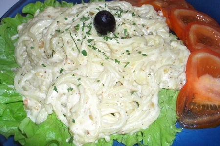 Фото к рецепту: Спагетти в сырно-ореховом соусе