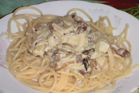 Фото к рецепту: Спагетти с опятами