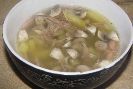 Фото к рецепту: Суп с уткой и грибами