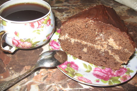 Фото к рецепту: Кекс шоколадный с кремовой прослойкой