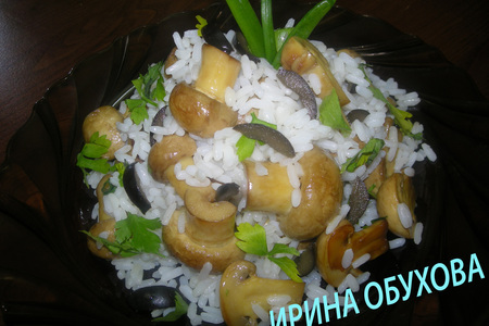 Фото к рецепту: Салат грибной с рисом