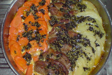 Фото к рецепту: Мясо с овощами под базиликово-лимонным маслом