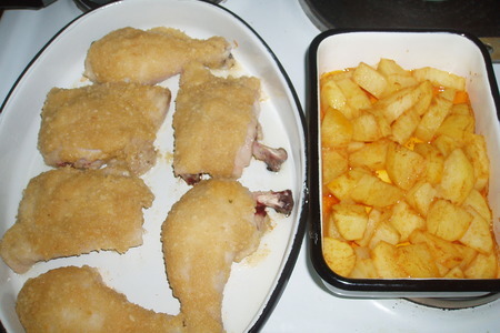 Фото к рецепту: Окорочка цыплёнка с картофелем