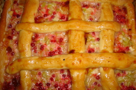 Фото к рецепту: Пирог с ревенем (рабарбаром) латвийский