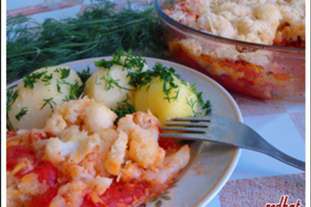 Фото к рецепту: Гратэн из цветной капусты с помидорами