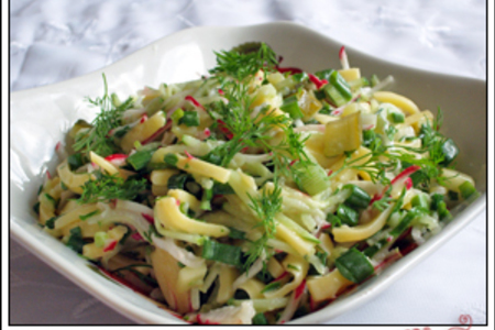 Фото к рецепту: Сырный салат с редиской