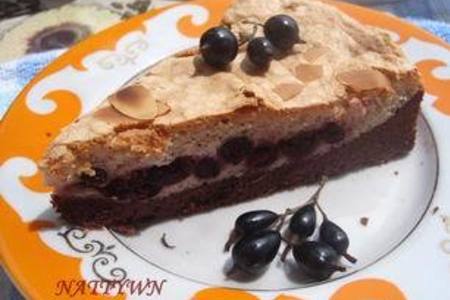 Фото к рецепту: Шоколадный пирог с золотистой (черной) смородиной.