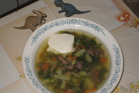 Салатный суп с солеными огурцами