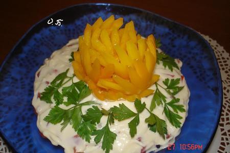 Фото к рецепту: Салат"хризантема на снегу"