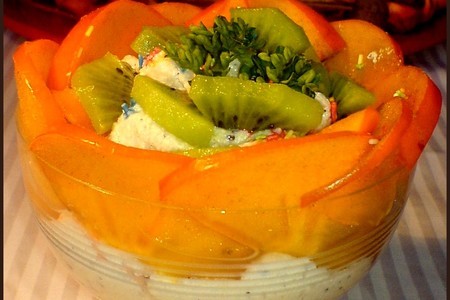 Фото к рецепту: Десерт творожно-фруктовый "экзотика"