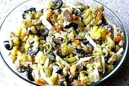 Фото к рецепту: Грибной салат - замена "оливье"  постный