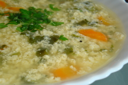 Фото к рецепту: Страччателла. суп"лохмотья" с дополнениями