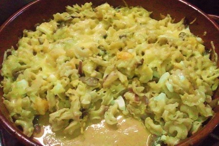 Фото к рецепту: Лапшевик с грибами и яйцами