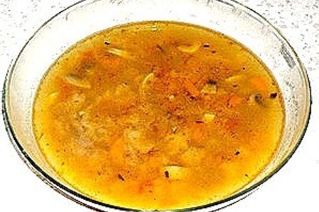Фото к рецепту: Суп сухарный с грибами