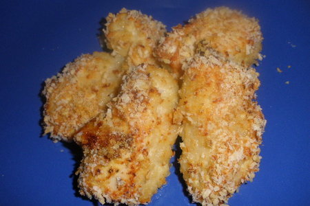 Фото к рецепту: Кусочки курицы в горчичном соусе и хрустящей панировке из пармезана