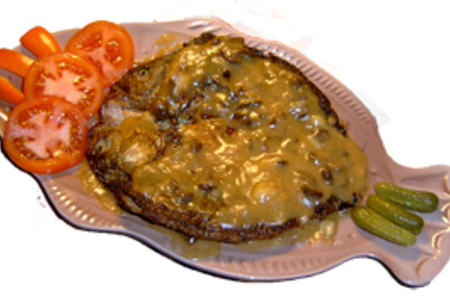 Фото к рецепту: Карп по-императорски в кисло-сладком соусе с грибами