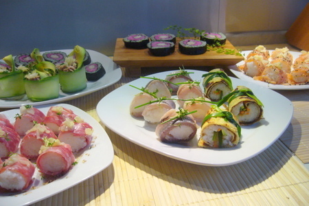 Фото к рецепту: Дате-маки-суши. тацуна-суши. футо-маки-суши. гукан-маки-суши