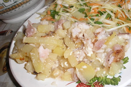 Фото к рецепту: Морской язык запеченный с картошечкой